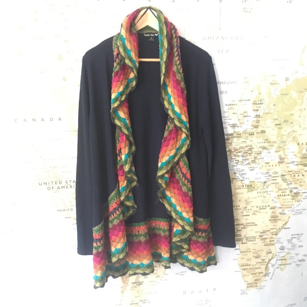 Unique crochet trim sweater